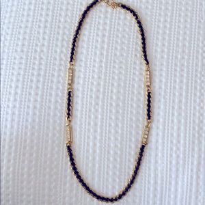 Ann Taylor Leather and Rhinestone Necklace